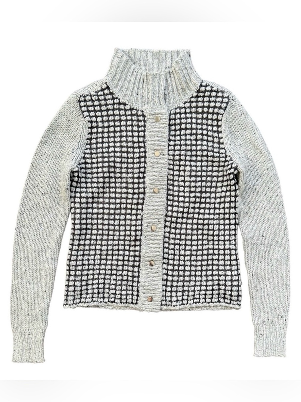 Cabi Style# 3006 Gray & Black Cardigan Sweater Snap Closure Size XS